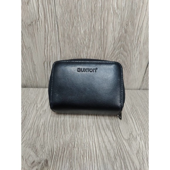 Buxton Other - Buxton Small Leather Coin Credit Card Wallet Black zipper closure wallet